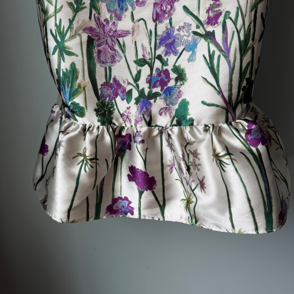 Marchesa Notte Erwina Strapless Floral Midi Dress Purple Bow Strapless Mermaid 8 - Picture 8 of 16